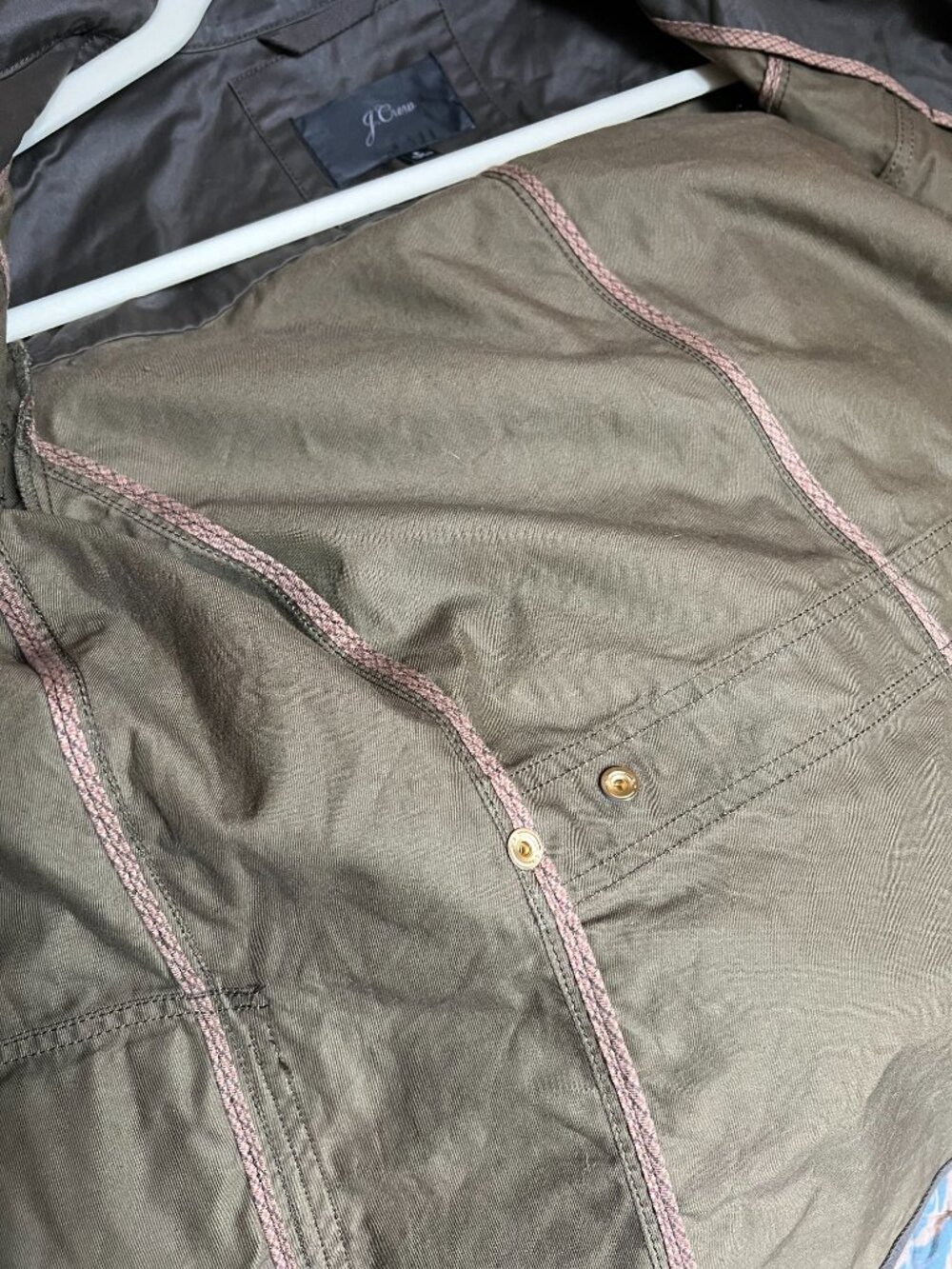 J. Crew Olive Green Utility Jacket with Brass Snaps - Picture 7 of 9